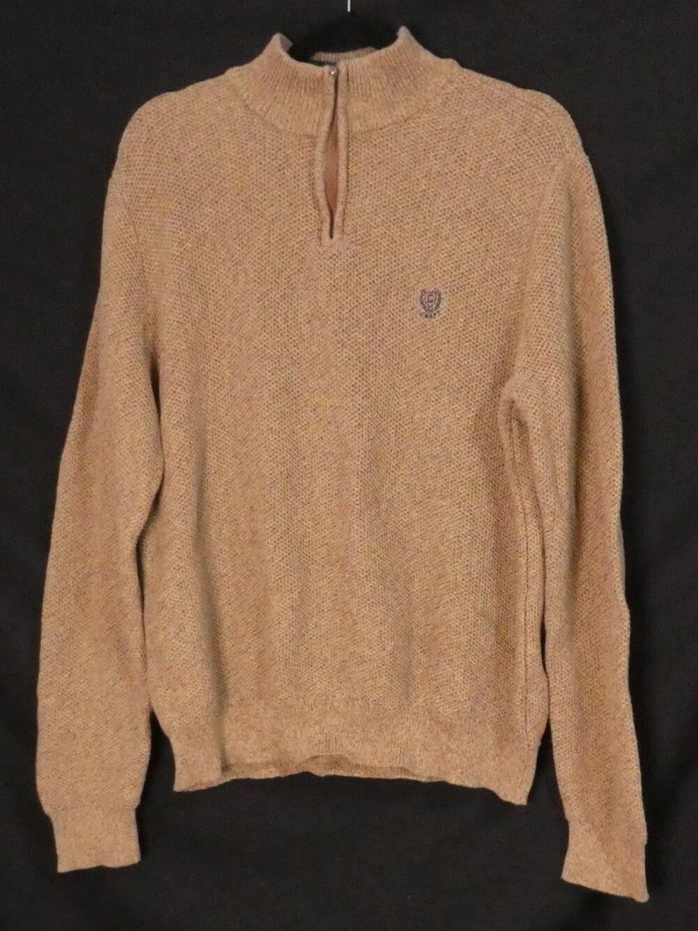 CHAPS Men’s Honeycomb Quarter Zip Knit Sweater Tan Heathered - Size XL extra lg